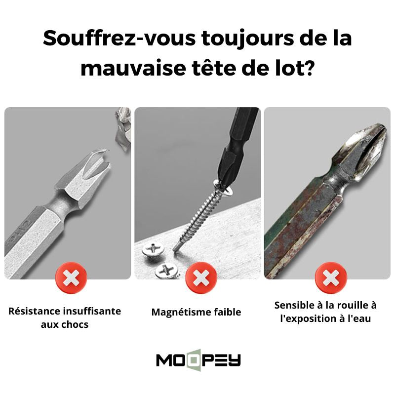 Embouts de tournevis PH2 magnétiques - antidérapants, inoxydables et ultra-durables (25-150 mm)